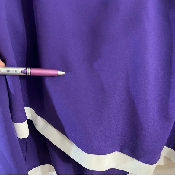 Rosegal Blouse 5X Purple White Trim Half Zip Draped Hem Roll Tab Long Sleeve Top - Picture 6 of 7